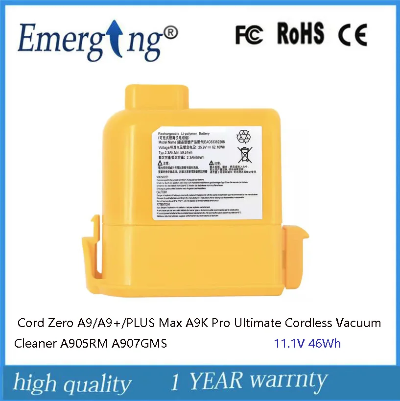 11.1V 46Wh Vacuum Cleaner Battery EAC63382204 for LG Cord Zero  A9/A9+/PLUS Max A9K Pro Ultimate Cordless A905RM A907GMS A908MVR