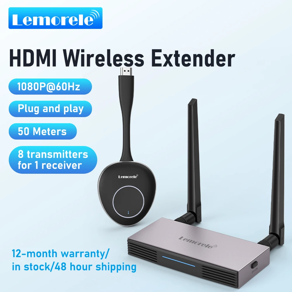 

Lemorele Wireless HDMI Transmitter Receiver Extende Kit 1080P VGA Video Transceiver TV Stick for Laptop Projector Monitor