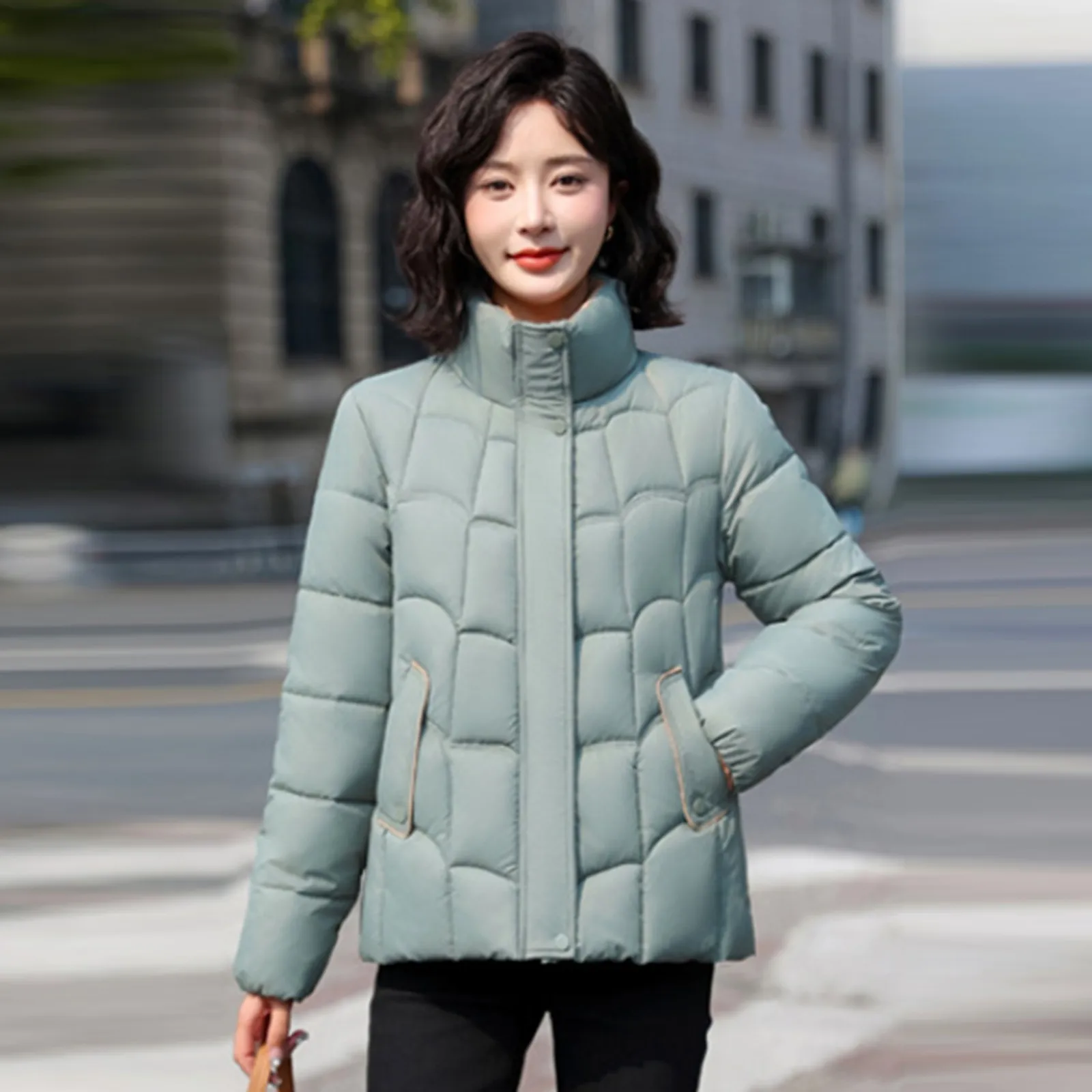 2024 Winter Down Cotton Coat Women Solid Padded Jacket Thicke Warm Outwear Women\'s Clothing Parkas Casual Female Zipper