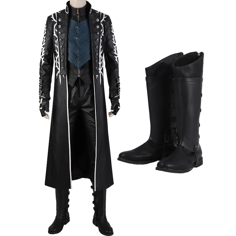 Halloween Carnival Custom Made Hot Game DMC5 Cosplay Vergil Costume Nelo completo con stivali