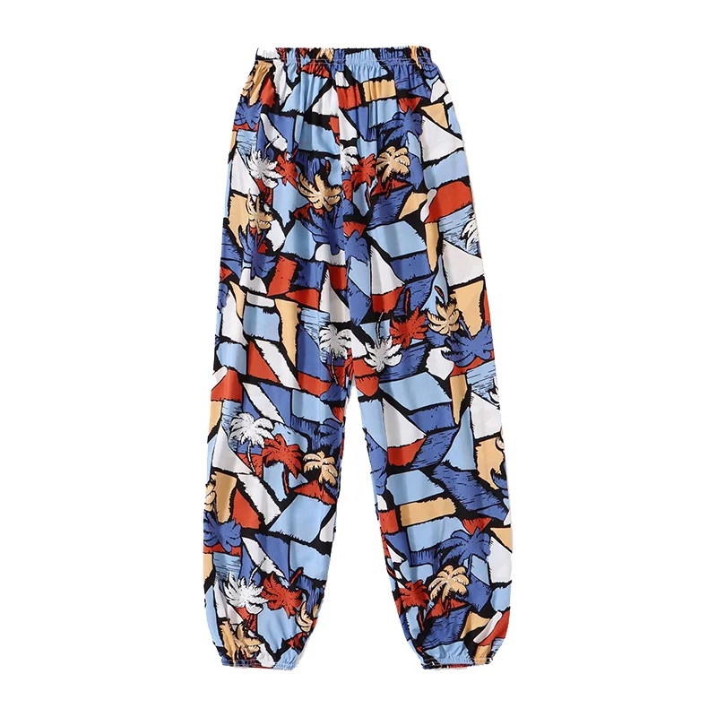 Pantaloni casual alla moda larghi e versatili estivi da donna, pantaloni a pelo a gamba larga, pantaloni a lanterna, pantaloni colorati dell'albero