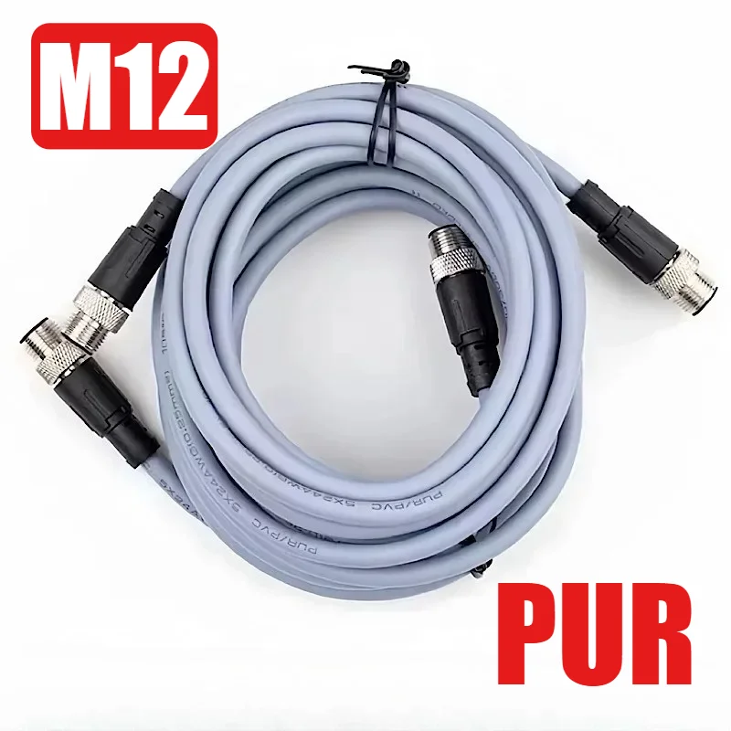 M12 Aviation Plug PUR Connector Line 4Pin 5Pin 8Pin 12-core Waterproof Sensor IP67 Oil-resistant Wear-resistant Adapter Cable