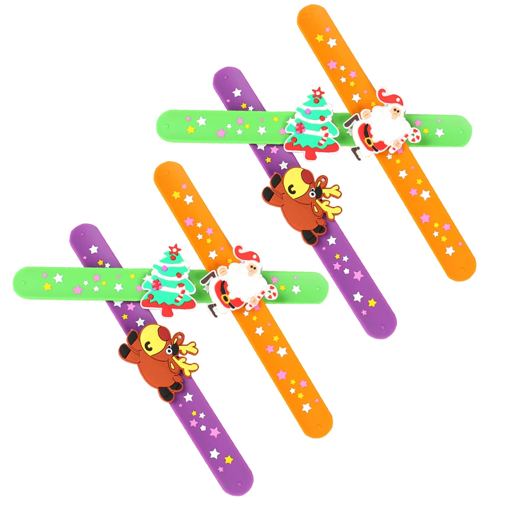 

6 Pcs Bracelet Christmas Holiday Slap Cartoon Circle Bracelets Wrist Party Decoration Miss