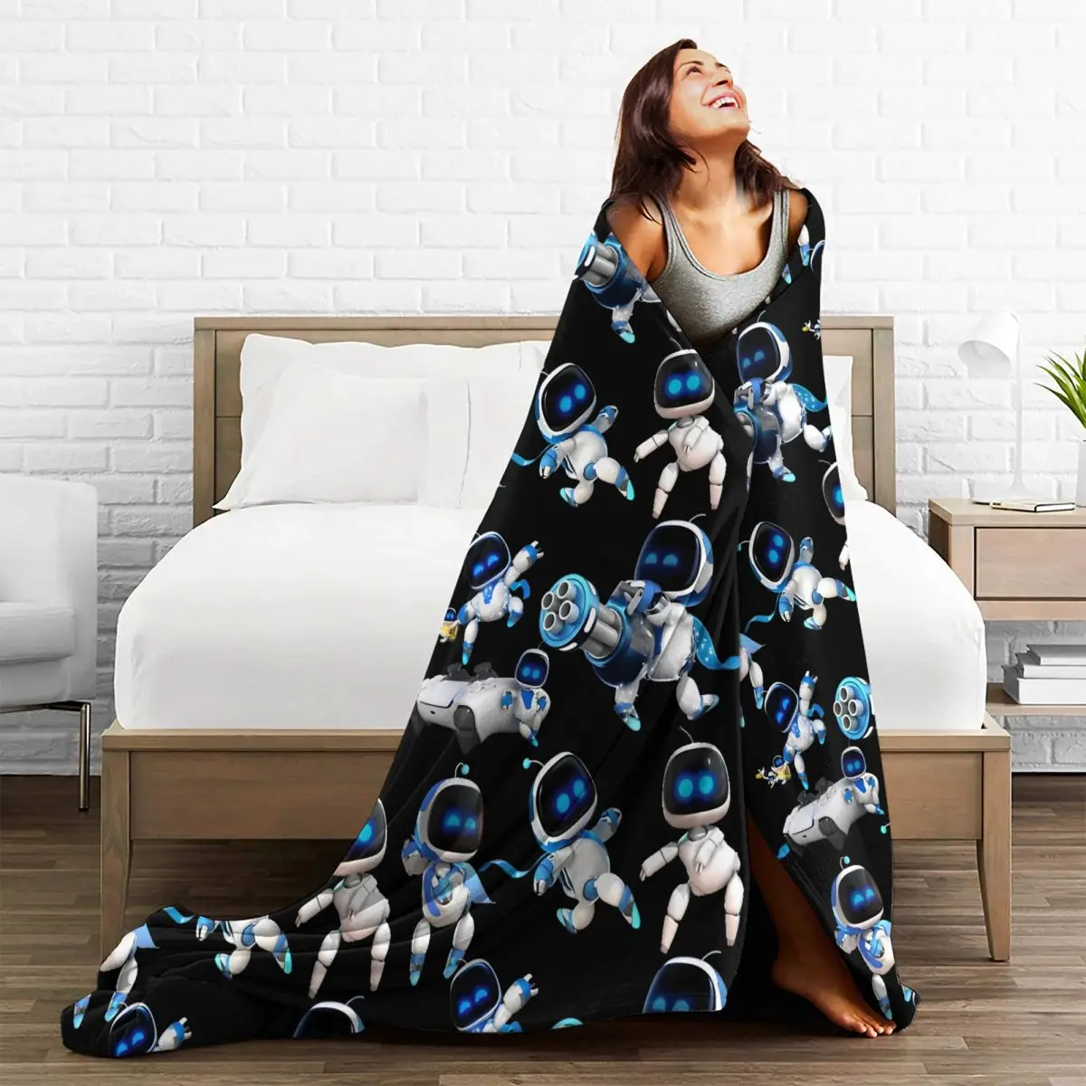 Warm Blanket Travel A-Astro Bot And Friend Throw Blanket Flannel Bedspread For Bedroom Fashion Sofa Bed Cover