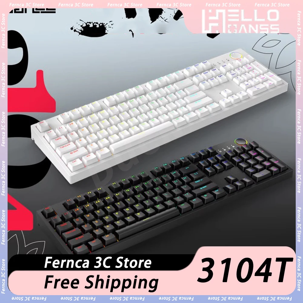 

GANSS 3104T Mechanical Keyboard Tri Mode Wireless RGB Multifunctional Knob Gaming Keyboard Hot Swap Gasket Pc Gamer Accessories