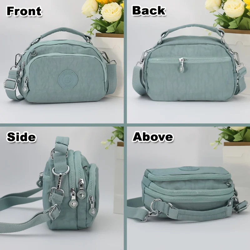Women's Multi-Pocket Nylon Crossbody Bag, Fashionable Handbag Message Bag with Removable Shoulder Strap. view 4