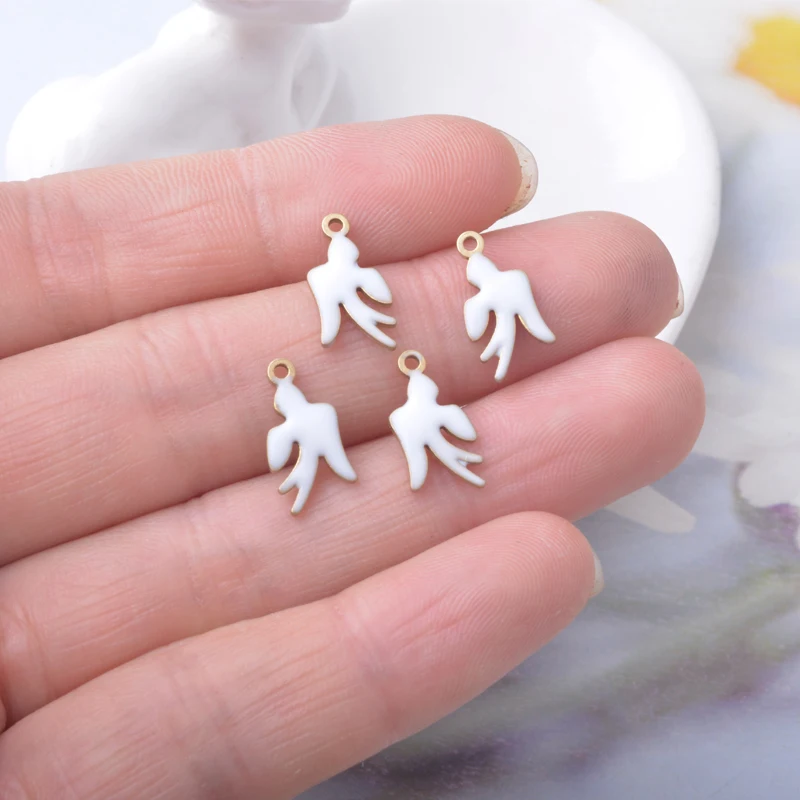 20 Stück, beidseitig emailliert, kleine Friedenstauten-Anhänger, tropfende Öl-Vögel, Schwalben, Ohranhänger, Halskette, Armband, Schmuckdekor – Detail 5