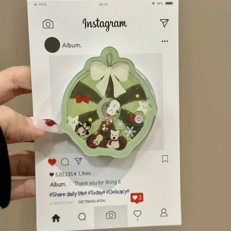 

Милый мультяшный зимний зыбучий песок для Magsafe Griptok, держатель для телефона, подставка для кольца на палец, поддержка IPhone 15, кронштейн для девочек