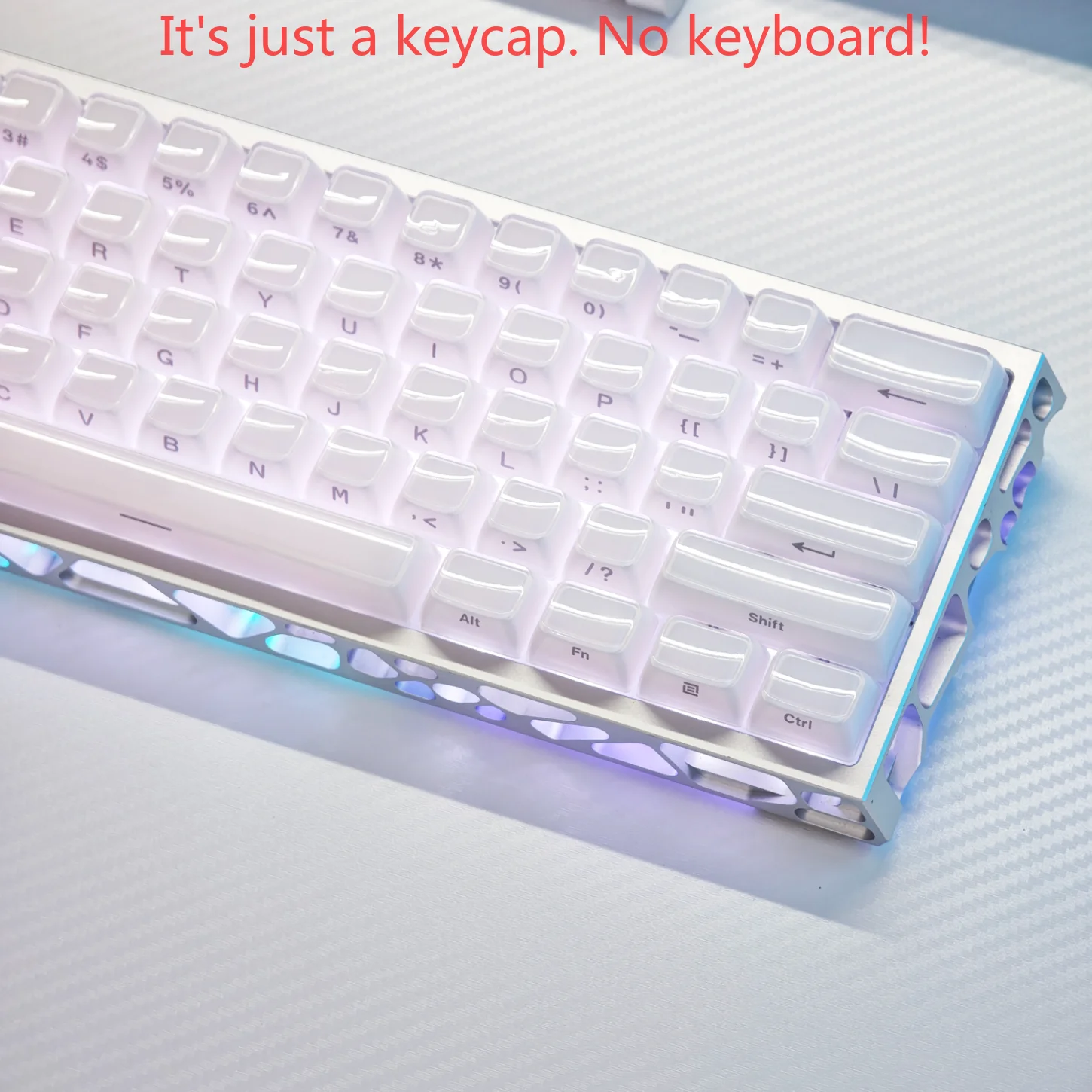 Crystal Keycaps, Pure White Side Engraved Opaque OEM Keycaps PBT 136 Keys, Customized for 60/84/98/108 Mechanical Keyboards