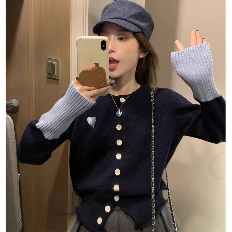 تريكو جديد طويل الأكمام محبوك سترة المرأة بالأزرار ضئيلة س الرقبة متماسكة سترة سترة المرأة بلايز Sueters De Mujer Q2099