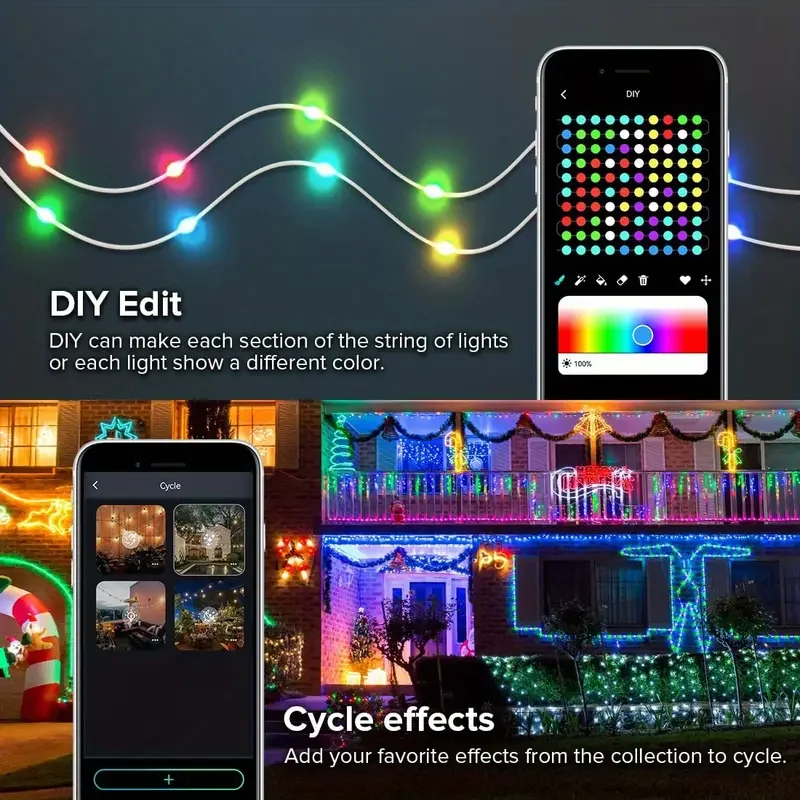 Lampki choinkowe LED String Light Bluetooth APP USB Smart Garland Fairy Festoon Home Bedroom Party Decor Remote Control RGBIC