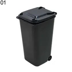 Mini Desktop Trash Can Wheelie Plastic Waste Bins Storage Bin Desktop Organizer Pen Pencil Cup Creative Garbage Storage Box