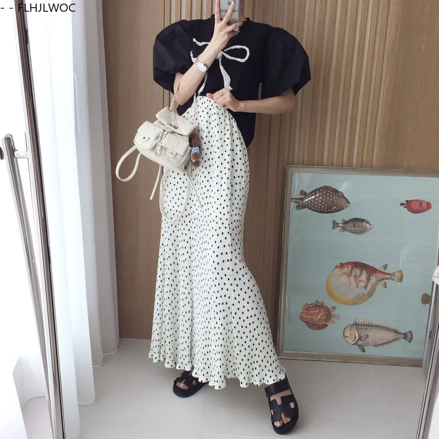 Holiday Womens Summer Skirts Hot Sales Korean Japan Style Design Date Fashion French Style High Elastic Waist Skirt Long 4188