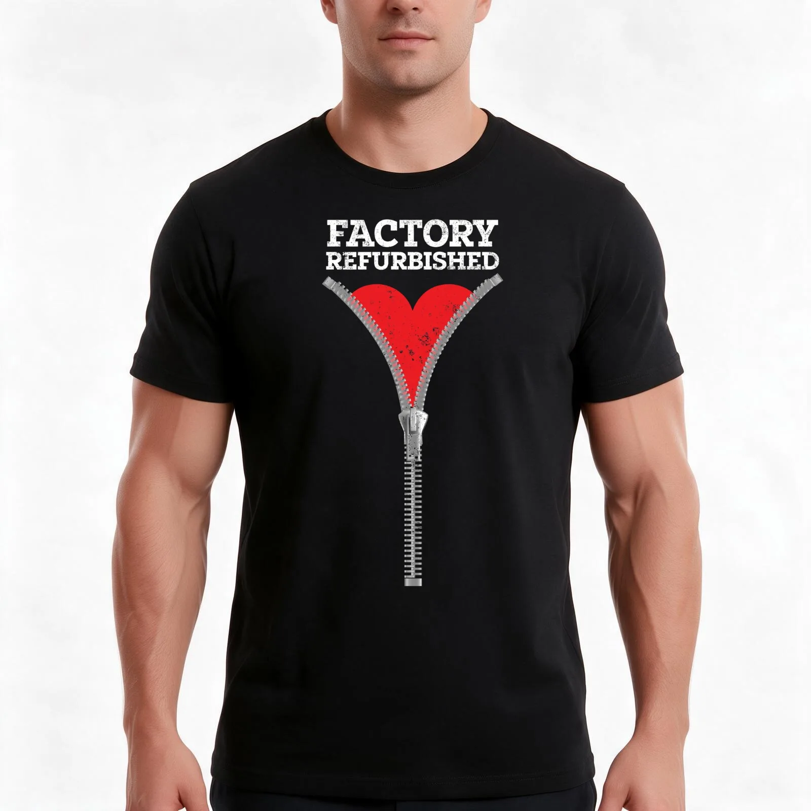 Zipper Club Member Factory Refurbished Heart Surgery Open Heart T-Shirt, Summer Casual Cotton Tee, Oversized Streetwear Tops