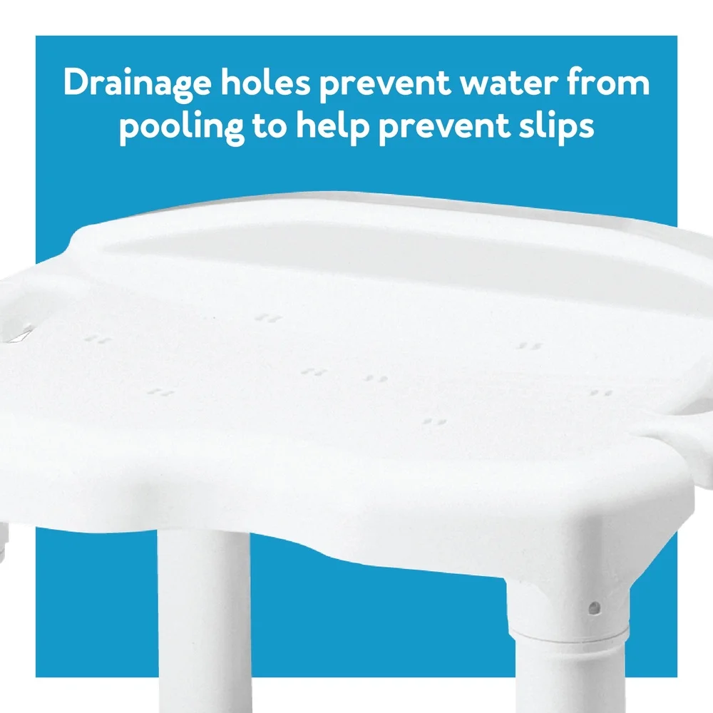 Plastic Shower Chair Adjustable Height Bath Seat Non-Slip Sturdy Design Seniors Disabled Injured 400lb Capacity Portable Easy