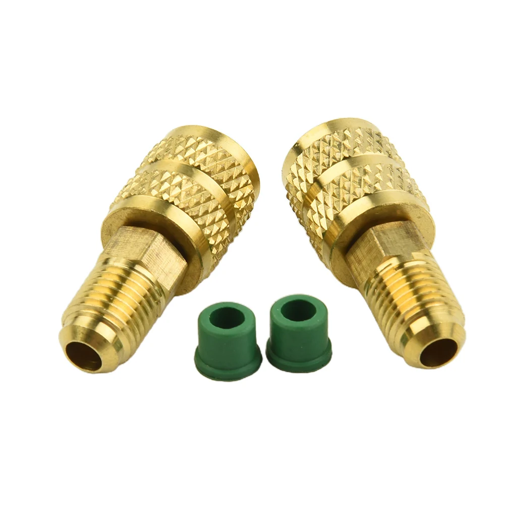 Set of 2 R32 R410a AC For Valve Adapters 5/16 SAE Female to 1/4 SAE Male Connectors for HVAC Systems and Charging
