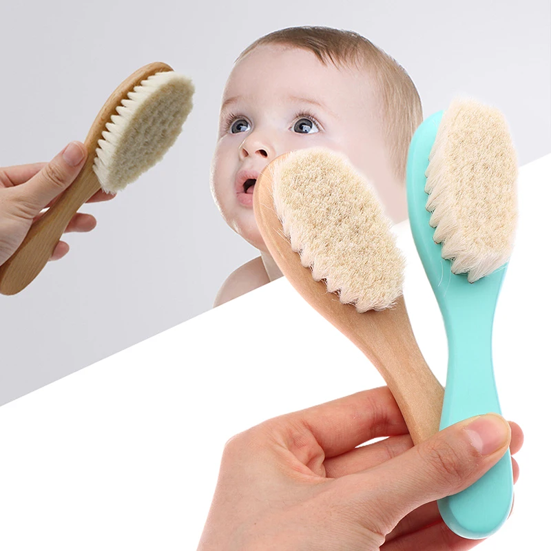 Wooden Handle And Ultra Soft Goat Wool Baby Hair Brush Can Prevent Newborns And Toddlers From Falling Static Electricity