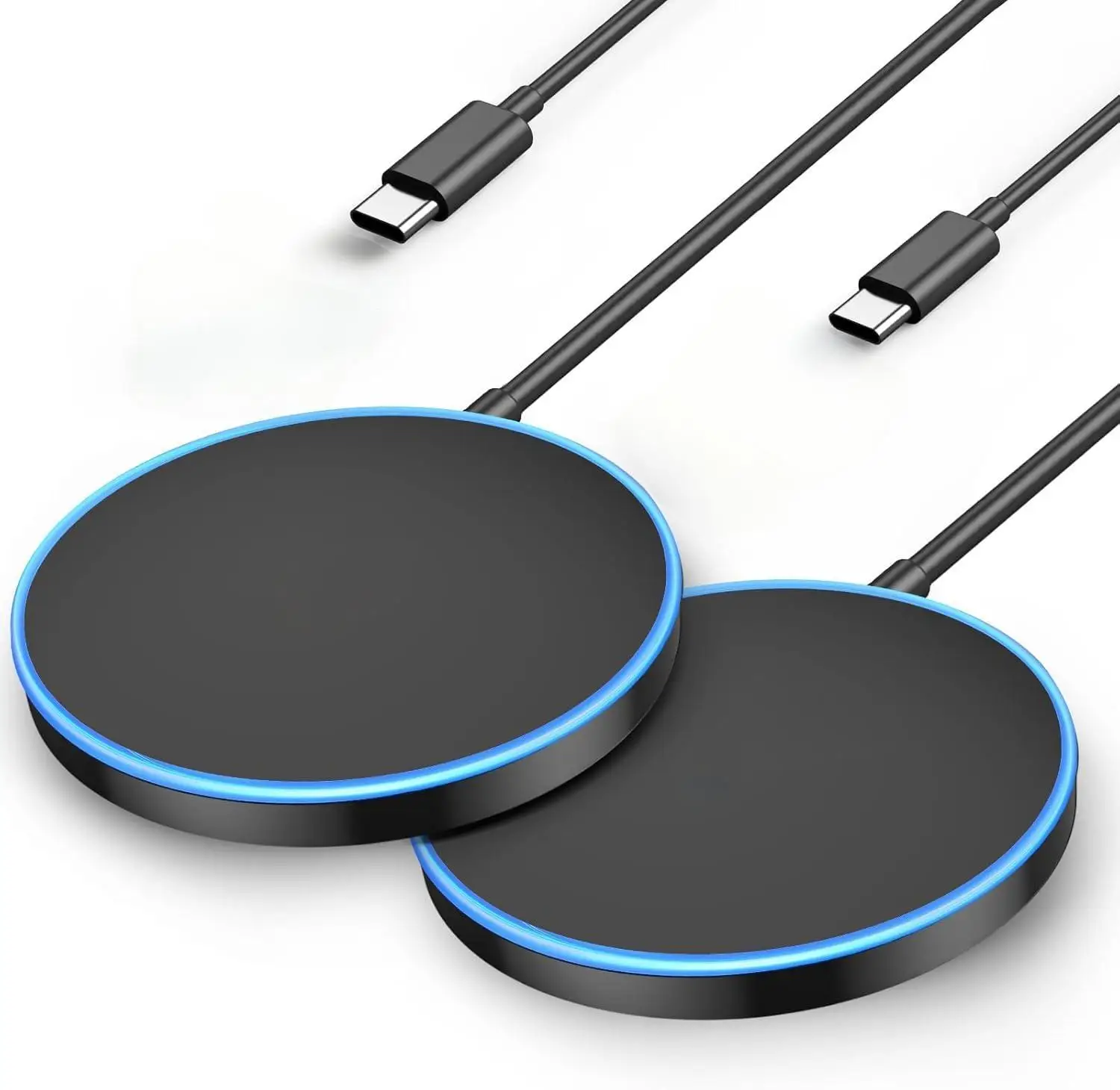 Draadloze Oplader 15W USB C Snel Opladen LED Oplader 1Pack 2Pack Voor Oortelefoon Desktop Oplader voor iPhone 14 15 16 17