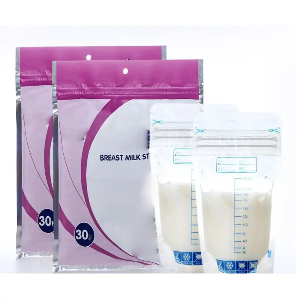 

30 Pcs LDPE+PET Breast Milk Storage Bag 250ML Transparent Milk Storage Bag Markeable Refrigeratable Breast Milk Bag