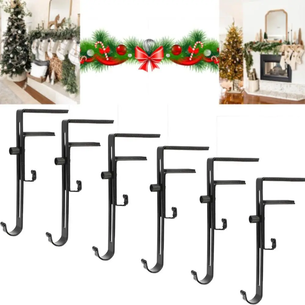 Adjustable Christmas Garland Holder No-Slip 2-in-1 Christmas Stocking Holders with Dual Hooks