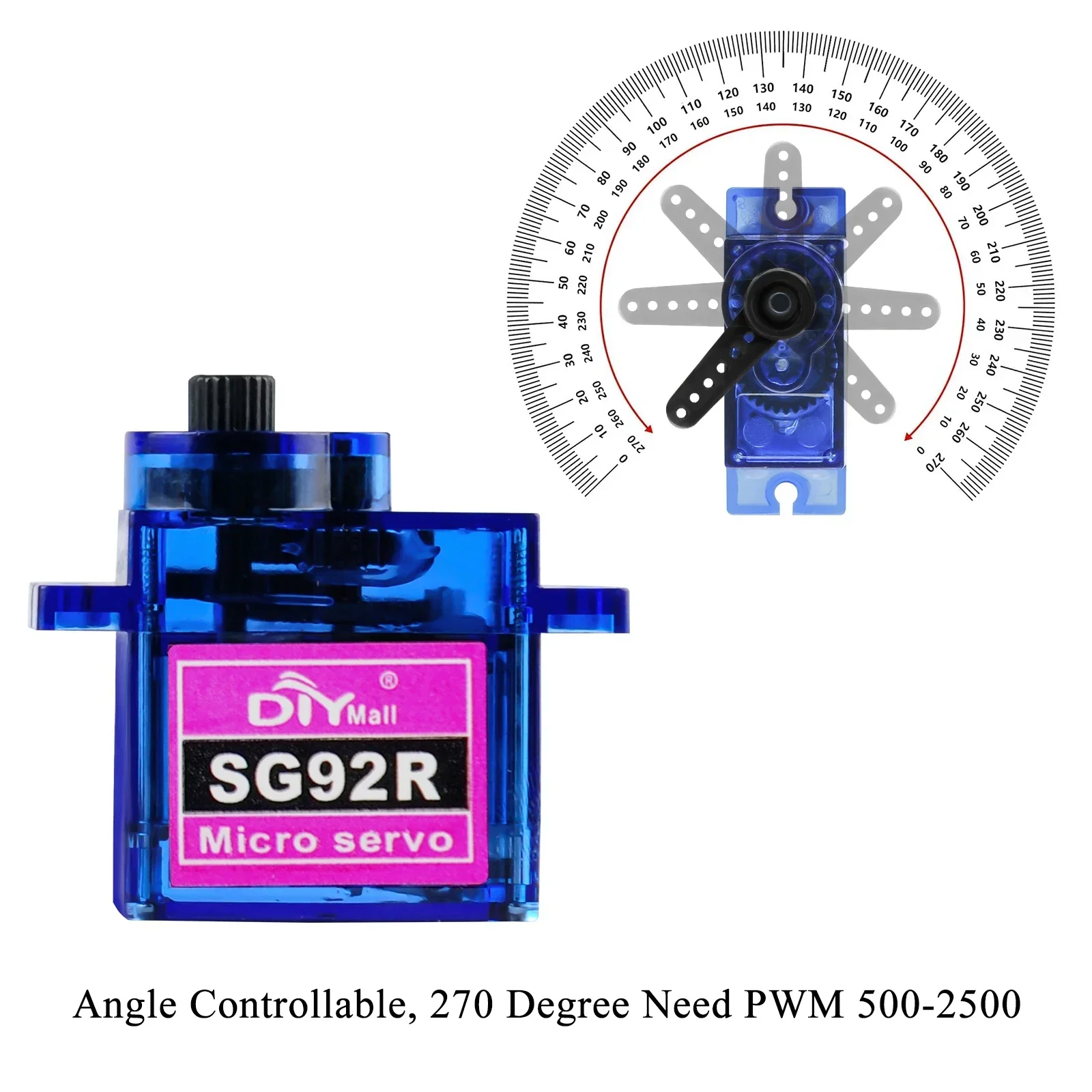 9g Micro Analog Servo SG92R Coreless Motor 4.8-6V 180/270/360/ Degree Servos for DIY RC Car Aircraft Robot Model Accessories Toy