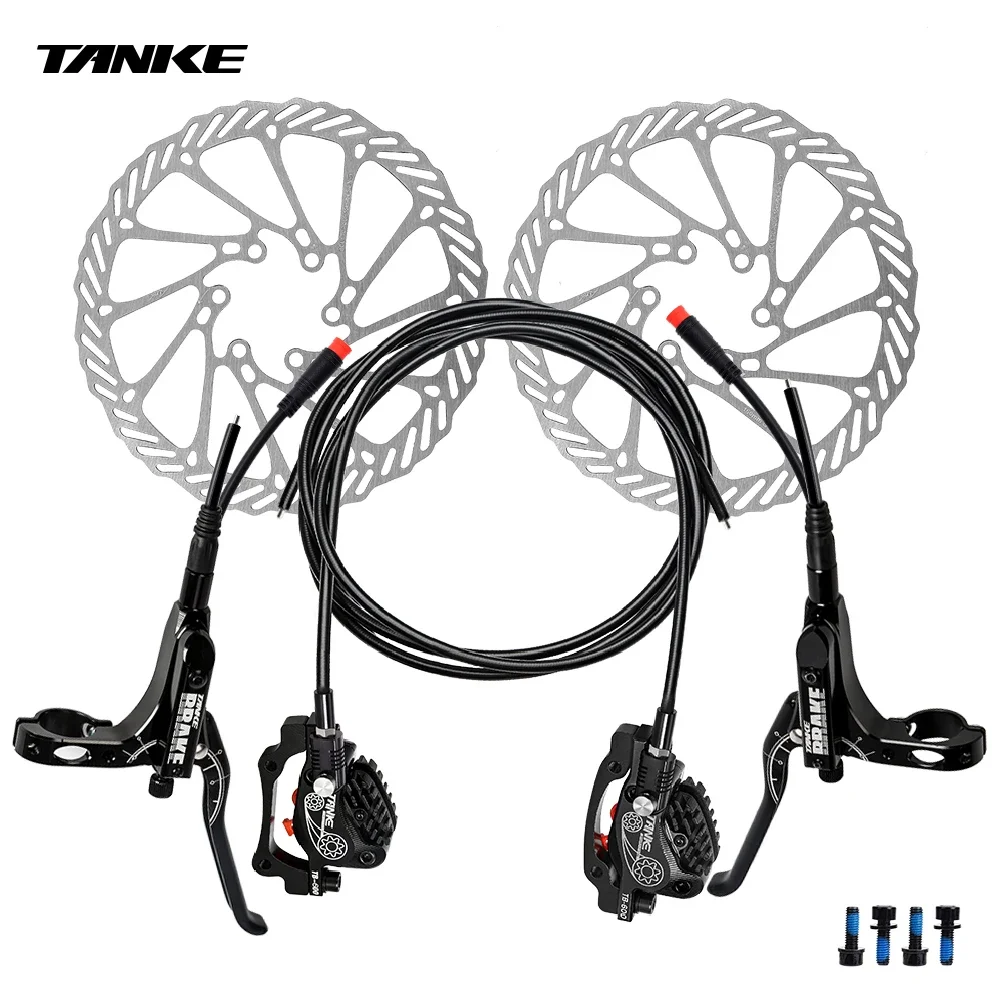 TANKE E-Bike 4 Piston hydraulic disc brake Electric Bicycle Scooter Power Off Oil Brakes Resin Pad Oil Pressure Bike parts