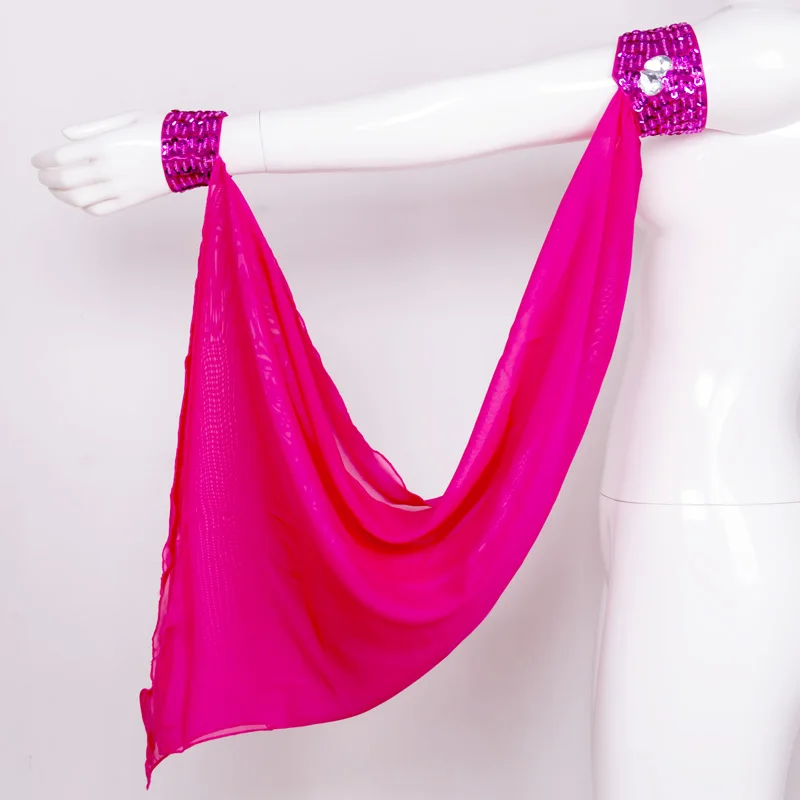 11 kleuren verstelbare chiffon pailletten armband buikdans accessoire twin ringen arm mouw wrap voor vrouwen danser kostuum groothandel