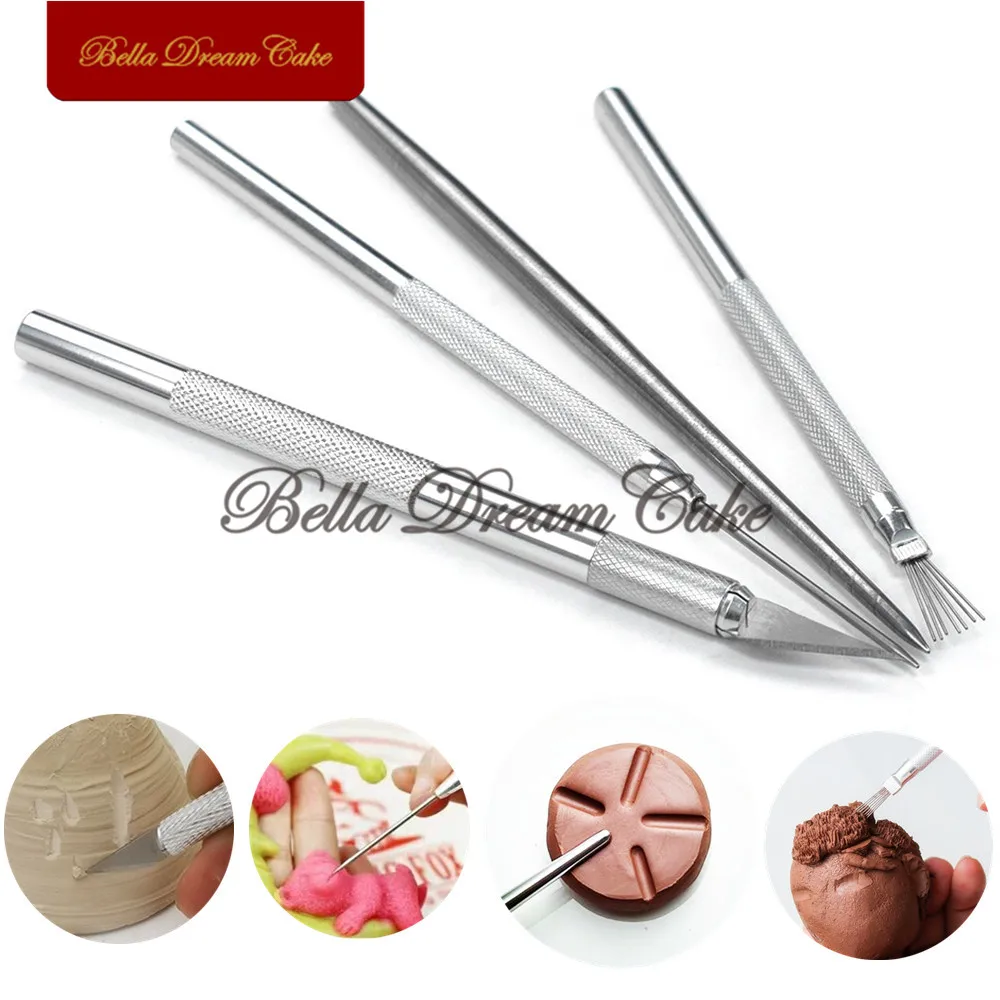 

Clay Feather Pin Wire Texture Ceramics Sculpting Modeling Detail Needle DIY Pottery Carving Knife Fondant Cake Decorating Tools