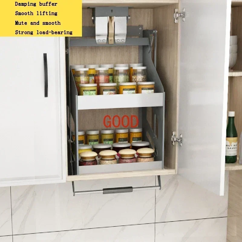 TAO Kitchen Cabinet Pull-down Lift Basket Storage Spice Racks Wall Cabinet Up and Down Vertical Lift Drawer Baskets 45/55/*28*52
