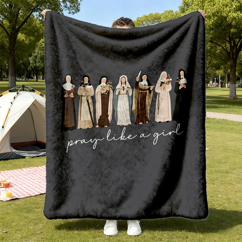 Catholic Saint Cozy Blanket, Pray Like A Christian Warm Blanket, Catholic Gifts for, Marian Catholic Soft Blanket, Virgi