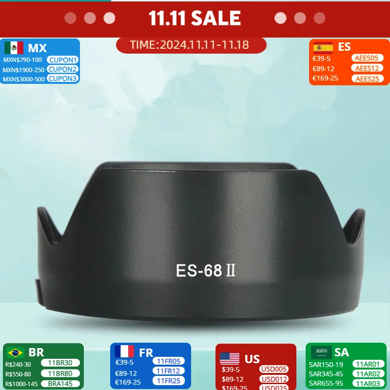 

ES-68II ES 68II ES68II Camera Flower Lens Hood Reversible Camera Bayonet Mount Lente Accessories for Canon EF 50mm f/1.8 STM Len