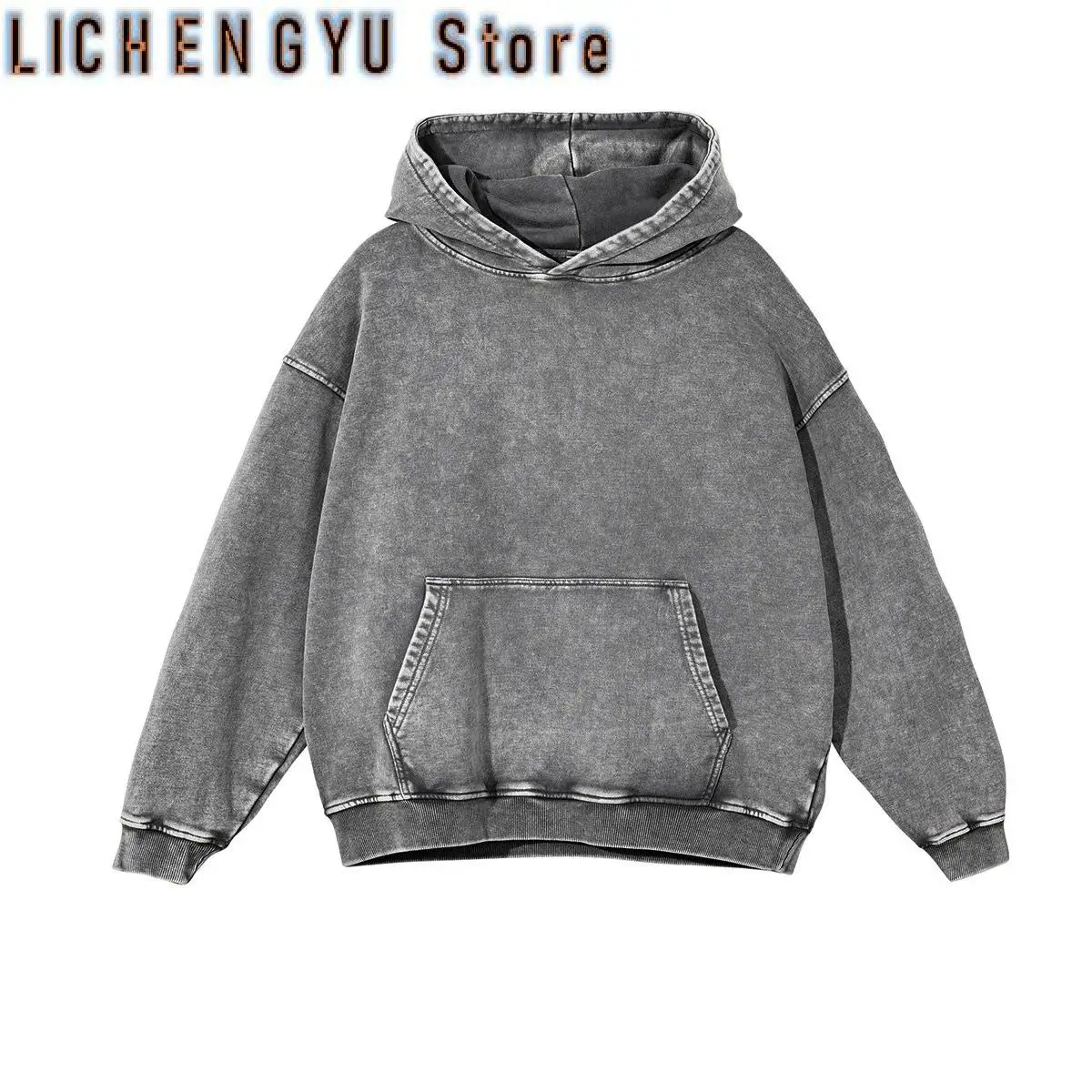 

Retro Heavyweight 350gsm Hoodies Sweatshirts Streetwear Unisex Loose Washed Cotton Hooded Sweaters Coat Hip Hop Outwears