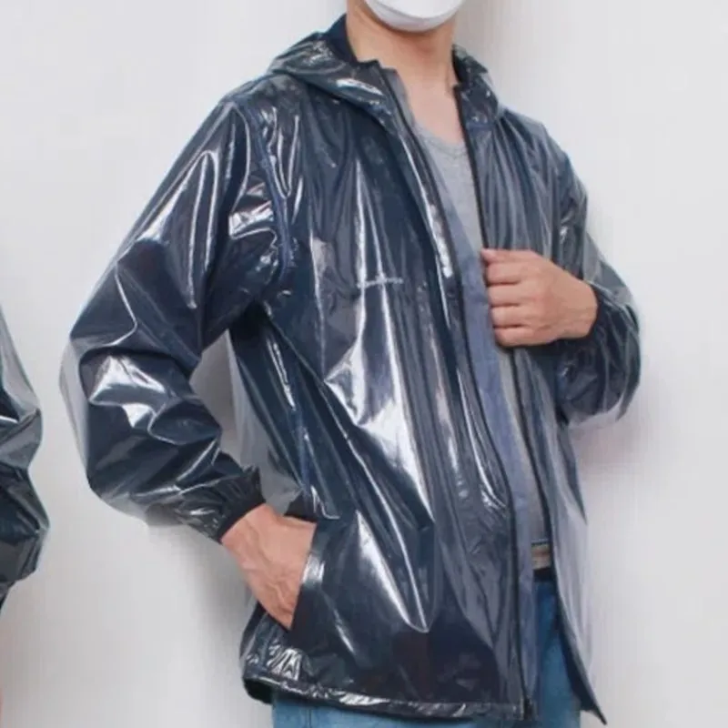 Waterproof Men Women Hooded Long Sleeve Jacket Rainproof Hooded Raincoat Out Door Holiday Coat Loose And Casual view 2