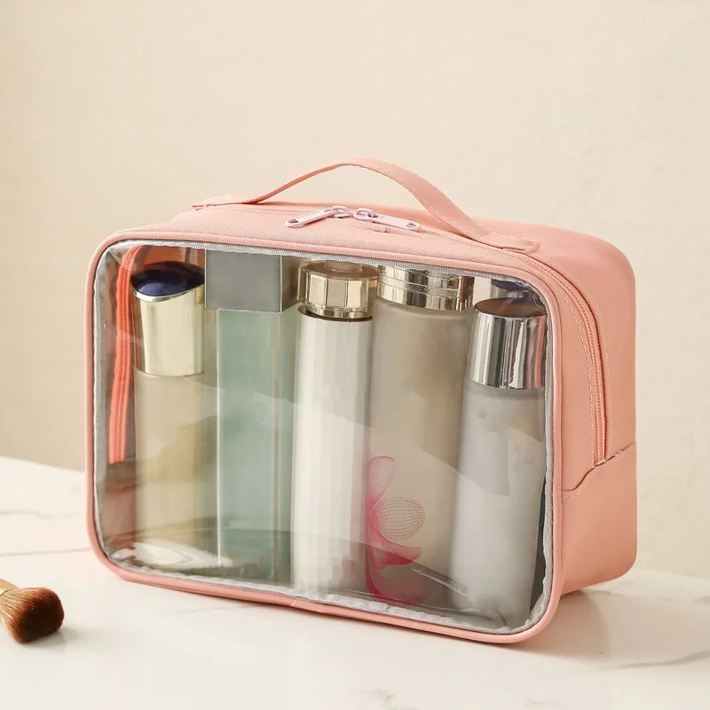 New PVC Transparent Cosmetic Bag Female Portable Large Capacity Wash Bath Fitness Swimming Travel Cosmetic Bag