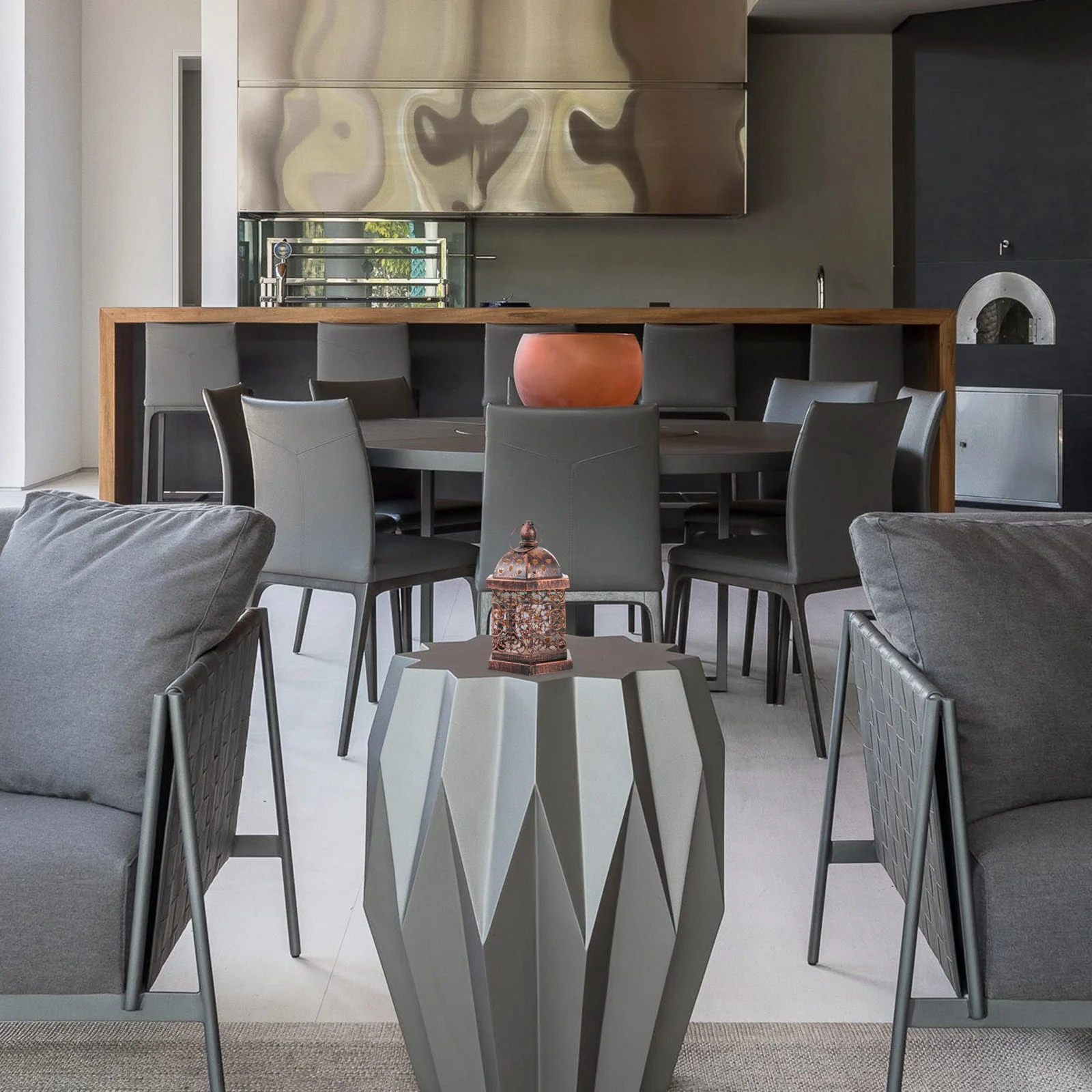 

1pc Vintage Morocco Lantern Iron Hollow Design Decorative Home Decor Party Lamp Halloween Desktop Ornament