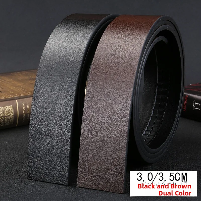 Genuine Leather Belt for Men without Head And Button Single Layer Calfskin Belt Automatic Buckle Pin Buckle No Head Belt