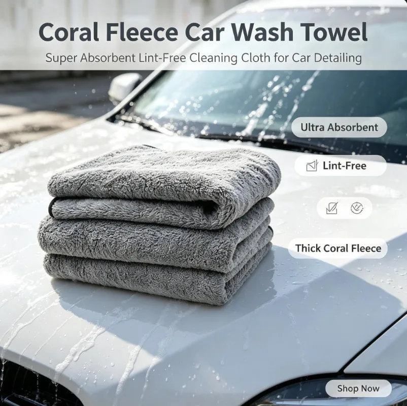 Thick Twisted‑Loop Car Wash Towel High‑Absorbent Lint‑Resistant Cleaning Cloth for Auto Car Washing