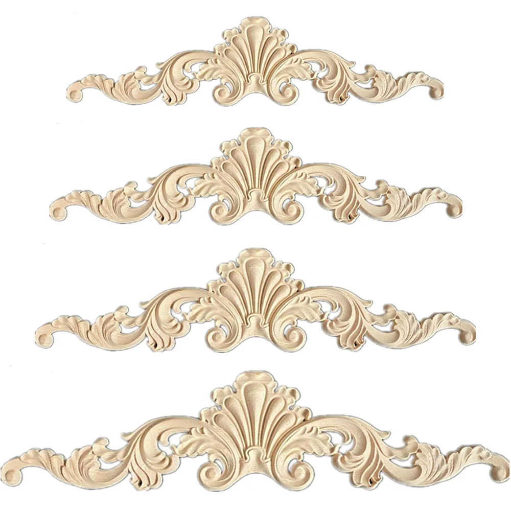 

20/30/40cm Unpainted Wood Carved Applique Beautiful Carving Decal Garden Fence for Home Furniture Wall Door Frame Cabinet Decor