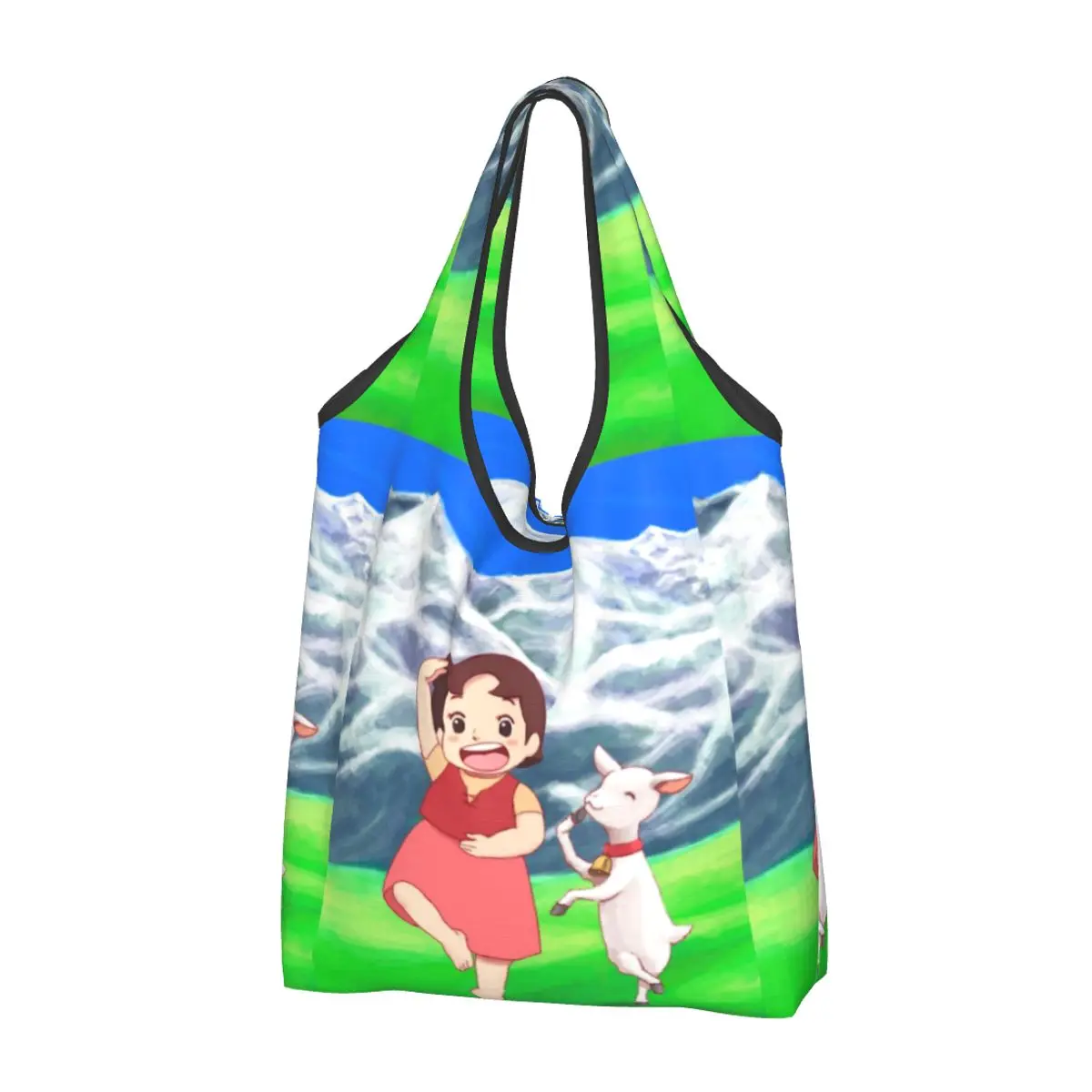 Reusable Heidi And Sheep Shopping Bags for Groceries Foldable The Girl Of The Alps Grocery Bags Washable Sturdy Large Tote Bags