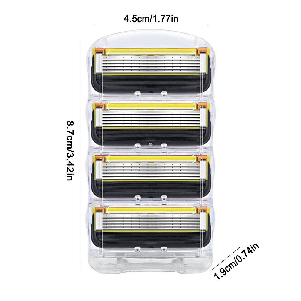 4pcs Shaving Blades Replacement Stainless Steel Shaver Blades Safe for Gillette Fusion Proglide for Men Friends Lovers Families