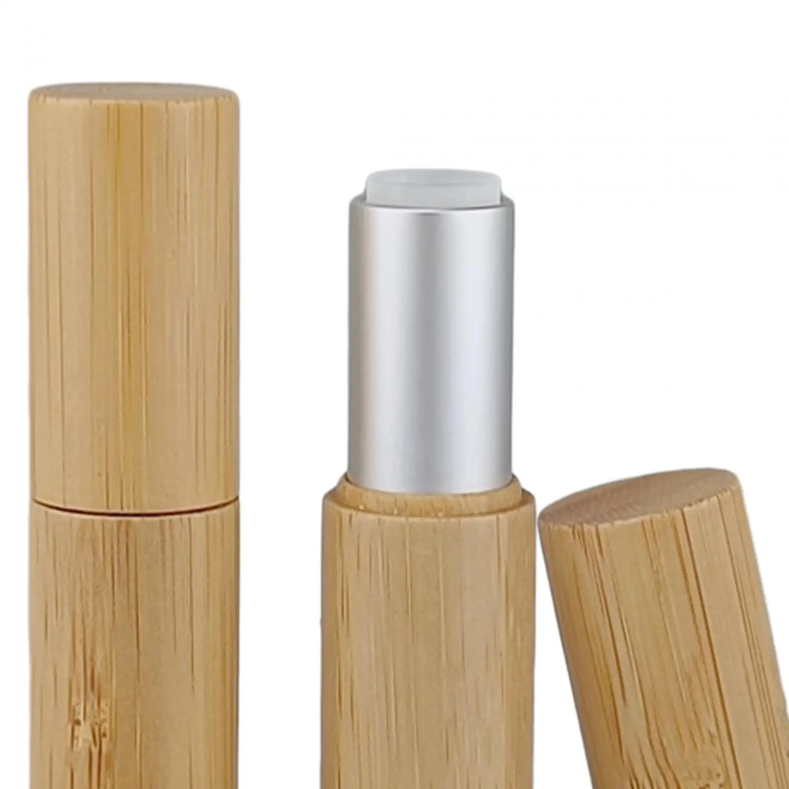 2x Bamboo Empty Lipstick Tube Refillable Lip Glosses Tubes for Women Girls