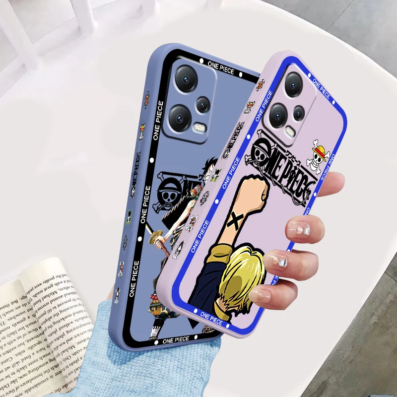 One P-Piece D. L-Luffy Art Liquid Left Rope For Xiaomi Redmi Note 13 12 12S 12R 11 11T 11S 10 10S Pro Plus 5G Cover Phone Case