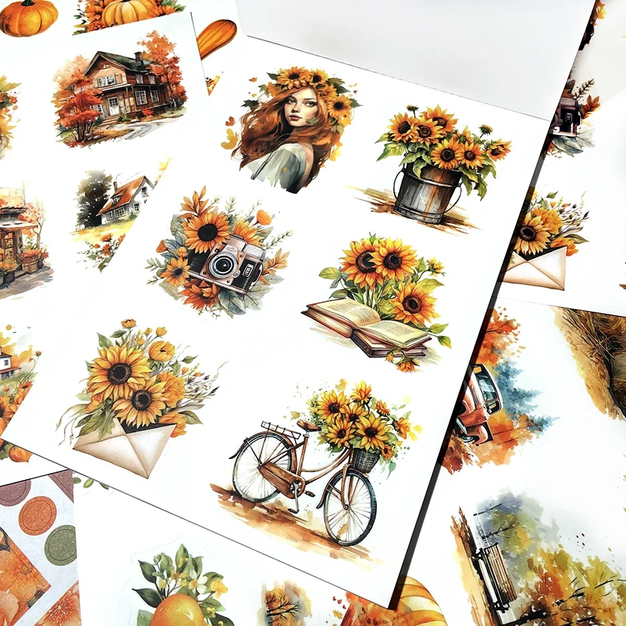 20Sheets Vintage Sticker Book Halloween Christmas Girls Flowers PET Washi Stickers for Scrapbooking Journal Diary Decoration