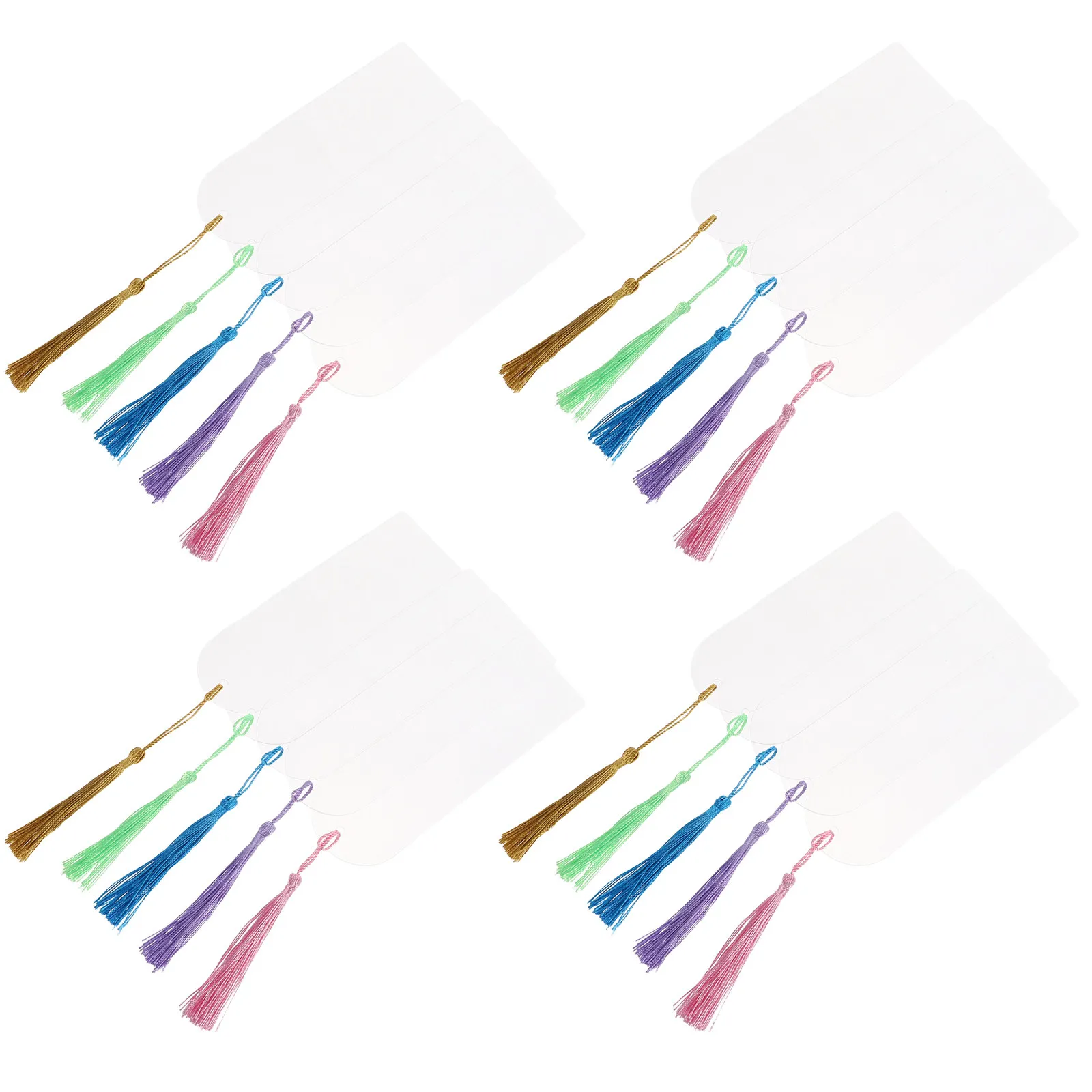 20Sets Clear Acrylic Bookmark Blanks Colorful Tassels Included Transparent DIY Bookmark Kit for Crafting Engraving Painting