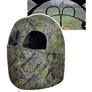 Dual-Chair Pop-Up Camouflage Hunting Blind for Deer and Game Hunting with See-Through Feature