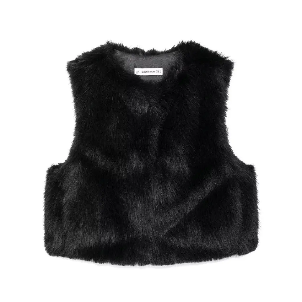 

Women's Fashion Autumn Two-Color Faux Fur Effect Short Vest Style A35567