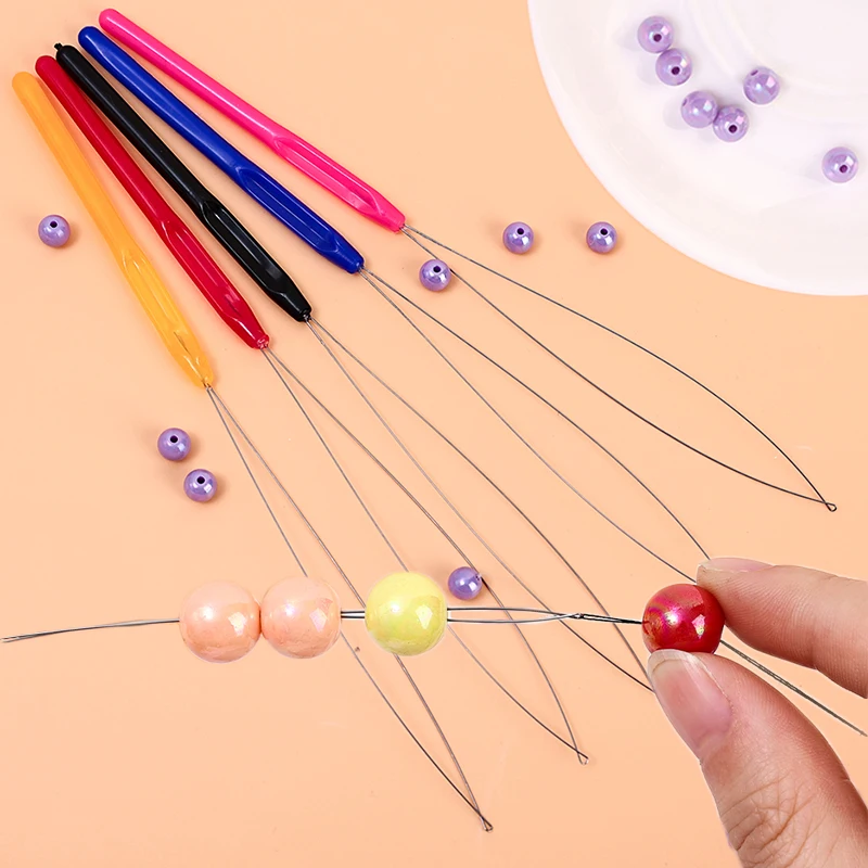 5Pcs Perlen Nadel Einfädler Ältere Guide Nadel Nähen Perlen Nadeln Pins Einfach Threading DIY Schmuck Machen Werkzeuge Zubehör