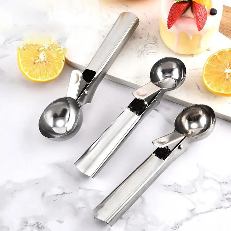 Stainless Steel Ice Cream Scoop Multi Functional Fruit Ball Spoon Kitchen Dessert Scooping Tool