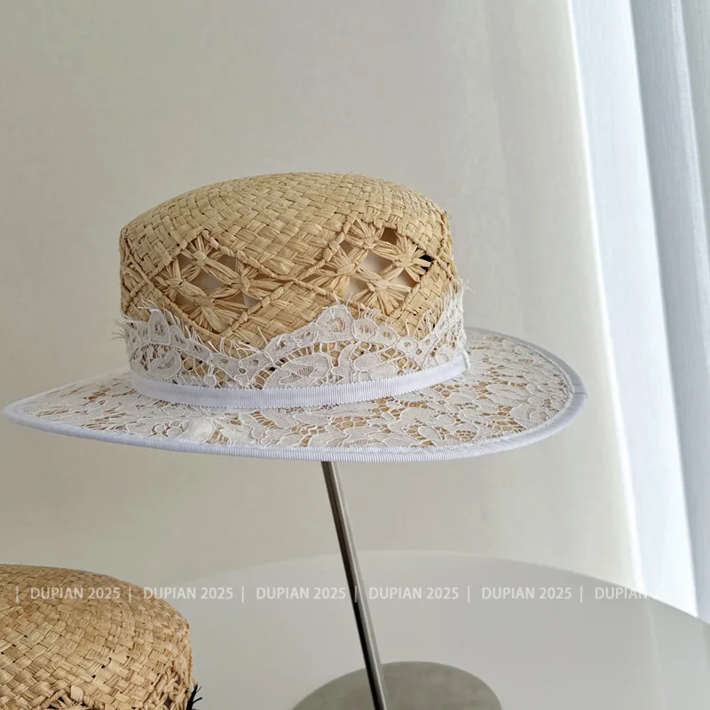 Mode Neue Sommer Japanische Spitze Bast Stroh Hut Für Frauen Casual Strand Hut Breiter Krempe Luxus Hochzeit Im Freien Hut – Detail 9