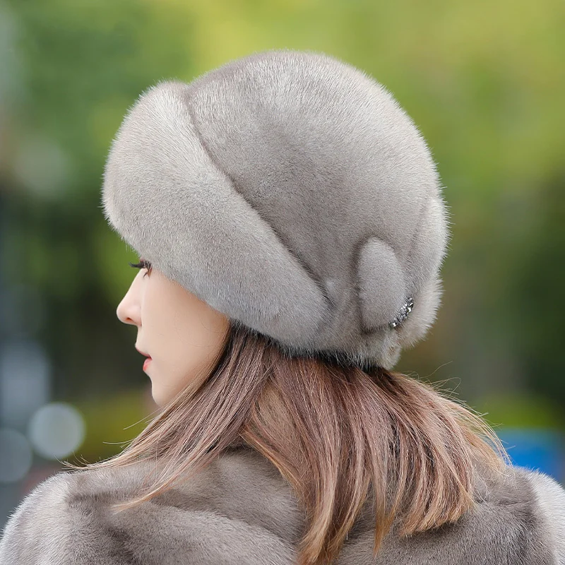 

New fashion mink hat female winter whole skin mink fur fashion hat thickened warm middle-aged and elderly fur hat